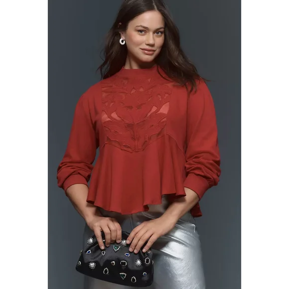 Anthropologie Rust Red Blouse